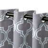 Blackout Modern Printed Bohemian Trellis Grommet Curtain Panel Set, Silver, *Free Shipping on orders over $46*