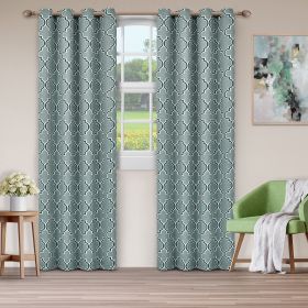 *Click on pic. for Add'l Sizes* Blackout Modern Printed Bohemian Trellis Grommet Curtain Panel Set, Teal *Free Shipping on orders over $46* (Size: 52"x84")