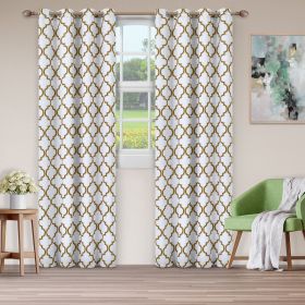 *Click on pic. for Add'l Sizes* Blackout Modern Printed Bohemian Trellis Grommet Curtain Panel Set, White *Free Shipping on orders over $46* (Size: 52"x63")