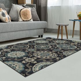 *Click on pic. for Add'l Sizes* Acadia Geometric Cotton Area Rug, Black *Free Shipping on orders over $46* (Size: 8' x 10')