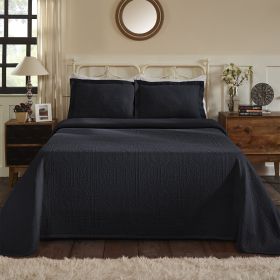 *Click on pic. for Add'l Colors* Fleur De Lis 100% Cotton Jacquard MatelassÃ© Bedspread Set, King *Free Shipping* (Color: Navy Blue)