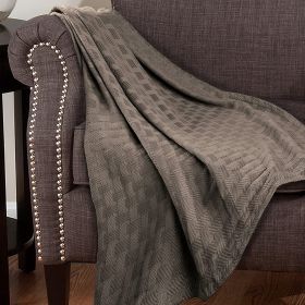 *Click on pic. for Add'l Colors* Basket Weave All Season Woven Cotton Blanket, Full/Queen *Free Shipping* (Color: Charcoal)