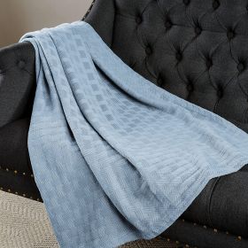 *Click on pic. for Add'l Colors* Basket Weave All Season Woven Cotton Blanket, King *Free Shipping* (Color: Light Blue)