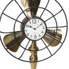 *Click on pic. for Add'l Sizes* Metal Fan Style Table Clock with Pedestal Base, Gold and Bronze *Free Shipping*