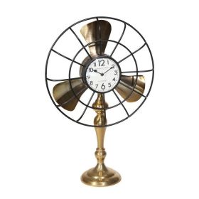 *Click on pic. for Add'l Sizes* Metal Fan Style Table Clock with Pedestal Base, Gold and Bronze *Free Shipping* (Size: small)