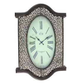 *Click on pic. for Add'l Colors* Wall Clock with Scalloped Wooden Top and Bottom (Color: Brown)