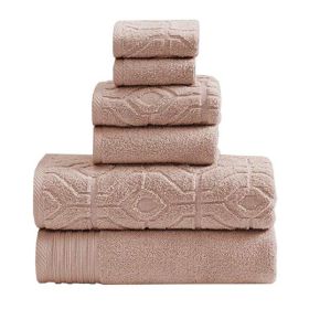 *Click on pic. for Add'l Colors* Granada 6 Piece Yarn Dyed Towel Set with Jacquard Stripe Pattern *Free Shipping* (Color: Pink)