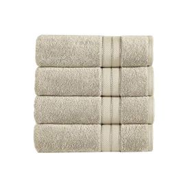 *Click on pic. for Add'l Colors* Bergamo 4 Piece Spun loft Towels with Stripes and Twill Weave *Free Shipping* (Color: Cream)