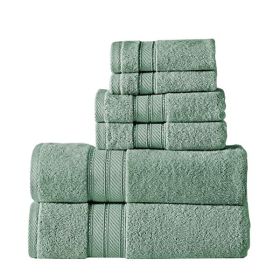 *Click on pic. for Add'l Colors* Bergamo 6 Piece Spun loft Towel Set with Twill Weaving *Free Shipping* (Color: Green)
