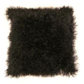*Click on pic. for Add'l Colors*Faux Fur Pillow with Removable Cover and Zipper Closure *Free Shipping* (Color: Black)