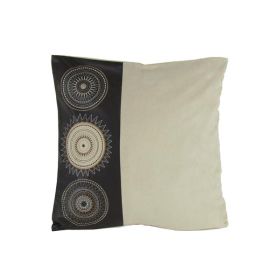*Click on pic. for Add'l Colors* Leatherette and Fabric Accent Pillow *Free Shipping* (Color: Cream/brown)