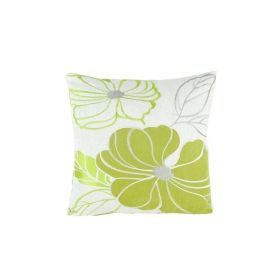 *Click on pic. for Add'l Colors* Floral Pattern Fabric Accent Pillow *Free Shipping* (Color: Green/White)