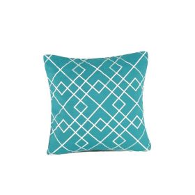 *Click on pic. for Add'l Colors* Geometric Pattern Fabric Accent Pillow *Free Shipping* (Color: Blue/White)