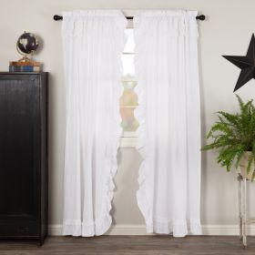 *Click on pic. for Add'l Sizes* Muslin Ruffled Bleached White Panel Set of 2 *Free Shipping* (Size: 84x40)