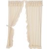 *Click on pic. for Add'l Sizes* Muslin Ruffled Unbleached Natural Panel Set of 2 *Free Shipping*