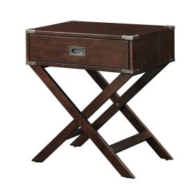 *Click on pic. for Add'l Colors* 1-Drawer End Table Nightstand with X Legs *Free Shipping* (Color: Espresso Brown)