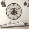 *Click on pic. for Add'l Colors* Rustic Industrial FarmHome Round Oversized Wall Clock *Free Shipping*