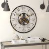 *Click on pic. for Add'l Colors* Rustic Industrial FarmHome Round Oversized Wall Clock *Free Shipping*