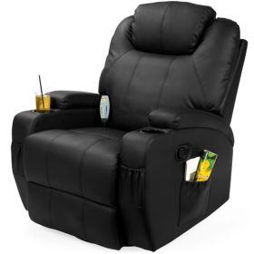 *Click on pic. for Add'l Colors* Swivel Heat & Massage Recliner Chair 5 Modes Remote Control *Free Shipping* (Color: Black)