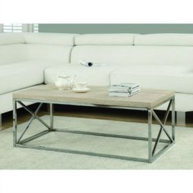 *Click on pic. for Add'l Colors* Modern Contemporary Coffee Table with Chrome Metal Frame *Free Shipping* (Color: Natural Wood)