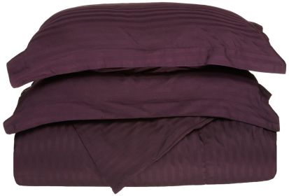 *Click on pic. for Add'l Colors* 400-Thread Count Egyptian Cotton Stripe Duvet Cover Set, Full/Queen *Free Shipping* (Color: Plum)