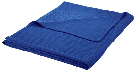 *Click on pic. for Add'l Colors* Diamond All-Season Woven Cotton Blanket, Twin/Twin XL *Free Shipping* (Color: Merritt Blue)