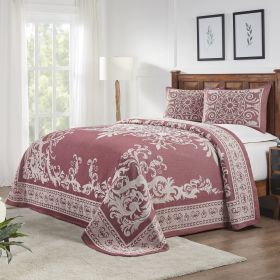 *Click on pic. for Add'l Colors* Textured Medallion Oversized Bedspread Set in Jacquard-Weave, Twin *Free Shipping* (Color: Berry Red)