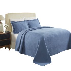 *Click on pic. for Add'l Colors* Cascade Cotton Jacquard Matelasse 3-Piece Bedspread Set, Full *Free Shipping* (Color: Denim Blue)