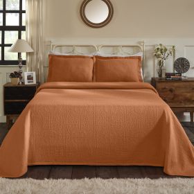 *Click on pic. for Add'l Colors* Fleur De Lis 100% Cotton Jacquard MatelassÃ© Bedspread Set, Full *Free Shipping* (Color: Mandarin)