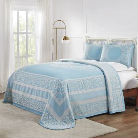 *Click on pic. for Add'l Colors* Jacquard-Weave Textured Medallion Oversized Bedspread Set, Twin *Free Shipping* (Color: Aqua)
