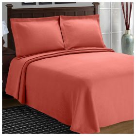 *Click on pic. for Add'l Colors* Solitaire Cotton Jacquard Matelasse Bedspread Set, Twin *Free Shipping* (Color: Coral)