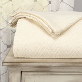 *Click on pic. for Add'l Colors* Metro Herringbone All-Season Woven Cotton Thermal Blanket, Full/Queen *Free Shipping* (Color: Ivory)