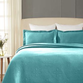 *Click on pic. for Add'l Colors* Celtic Circles Jacquard Matelasse Scalloped Bedspread Set, Full *Free Shipping* (Color: Peacock blue)