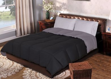 *Click on pic. for Add'l Colors* Solid Reversible Down Alternative Microfiber All Season Comforter, Twin/Twin XL *Free Shipping* (Color: Black/Grey)