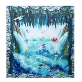 *Click on pic. for Add'l Options* Ocean Waterproof Bathroom Shower Curtain Non-slip Mat Toilet Lid Cover Rug Set *Free Shipping* (Option: Curtain Only)