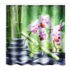*Click on pic. for Add'l Options* Bamboo Pebble Orchid Bathroom Shower Curtain, Mat & Toilet Seat Cover Set *Free Shipping*