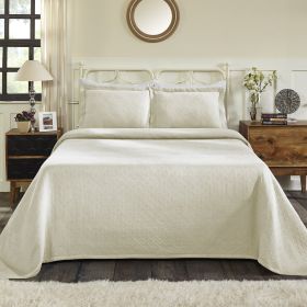 *Click on pic. for Add'l Colors* Basket Weave Matelasse Cotton Bedspread Set, King *Free Shipping* (Color: Ivory)