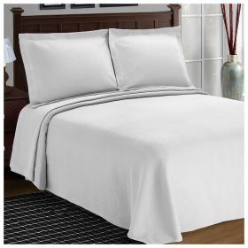 *Click on pic. for Add'l Colors* Solitaire Cotton Jacquard Matelasse Bedspread Set, King *Free Shipping* (Color: White)
