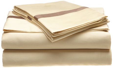 *Click on pic. for Add'l Colors & Sizes* 300-Thread Count Cotton Solid Deep Pocket Sheet Set *Free Shipping* (Size/Color: Twin/Mocha,Honey)