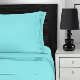 *Click on pic. for Add'l Colors & Sizes* 5 Embroidered Lines Microfiber Deep Pocket Sheet Set *Free Shipping on orders over $45* (Size/Color: Twin/Aqua)