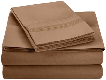 *Click on pic. for Add'l Colors & Sizes* 5 Embroidered Lines Microfiber Deep Pocket Sheet Set *Free Shipping on orders over $45* (Size/Color: Twin/Taupe)