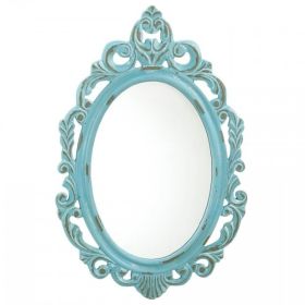 *Click on pic. for Add'l Colors* Distressed Vintage-Look Ornate Mirror (Color: Baby Blue)