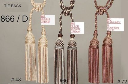 *Click on pic. for Add'l Colors* 8"x34" Hand Crafted Tassel Curtain Tie Backs (Color: Beige/Cream)