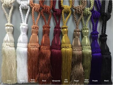 *Click on pic. for Add'l Colors* 9"x24" Hand Crafted Tassel Curtain Tie Backs (Color: Ivory)