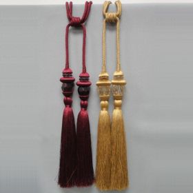 *Click on pic. for Add'l Colors* 10"x26" Hand Crafted Tassel Curtain Tie Backs (Color: Burgundy/Maroon)