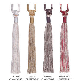 *Click on pic. for Add'l Colors* 7"x28" Hand Crafted Tassel Curtain Tie Backs (Color: Cream/Champagne)