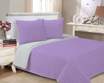 *Click on pic. for Add'l Colors* Brandon Solid Cotton Reversible Breathable Quilt and Sham Set, Twin/Twin XL *Free Shipping* (Color: Lavender)