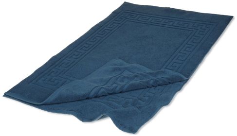 *Click on pic. for Add'l Colors* Greek Key border with Solid Cotton 2-Piece Absorbent Bath Mat Set *Free Shipping on orders over $46* (Color: Sapphire)