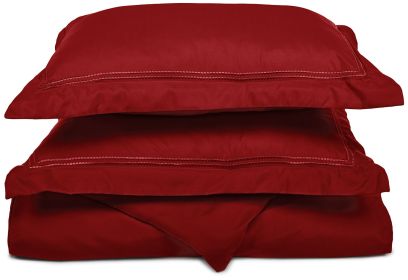 *Click on pic. for Add'l Colors* 2 Embroidered Lines Wrinkle Resistant Microfiber Duvet Cover Set, Full/Queen *Free Shipping* (Color: Burgundy)