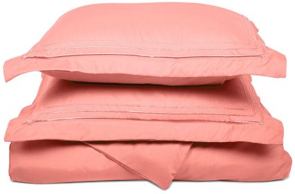 *Click on pic. for Add'l Colors* 3 Line Embroidered Lines Microfiber Duvet Cover Set, King/Cal King *Free Shipping* (Color: Blossom)